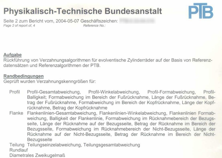 PTB-Softwaretest: Umfang des Test zur Verzahnungsauswertung