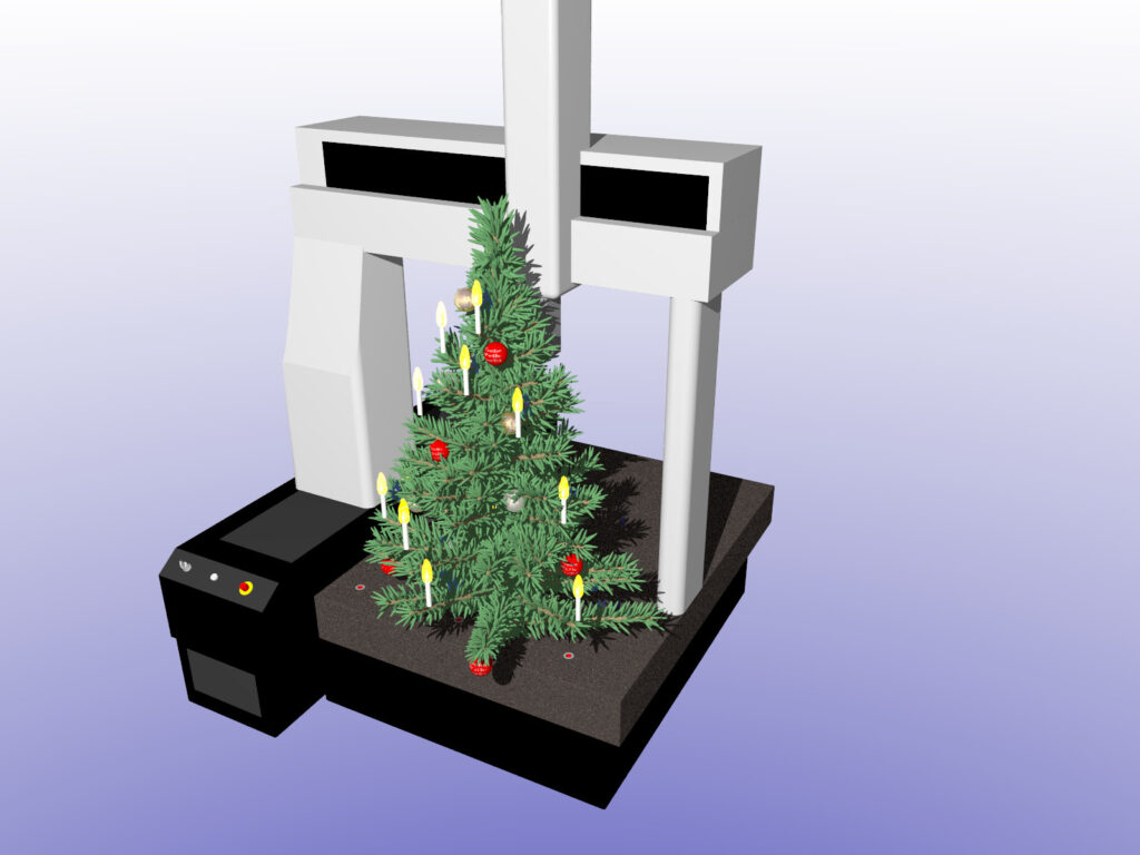 Frohe Weihnachten: Weihnachtsbaum auf Koordinatenmessgerät
